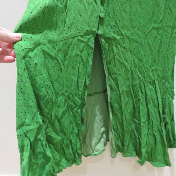 WHISTLES Micro Spot Button Maxi Dress in Green Polka Dot Preppy Flowy Cottage - Picture 8 of 15